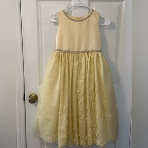 Forever Yours , Sleeveless Yellow Embroidered Tulle Party Dress for Girls